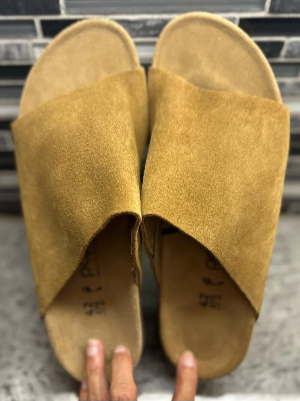 Papillio by Birkenstock Women's Tan Suede Open-Toe Wedge Slide size 11(42) NWOB
